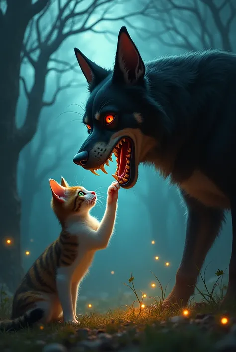 The moron cat touched the evil dog 