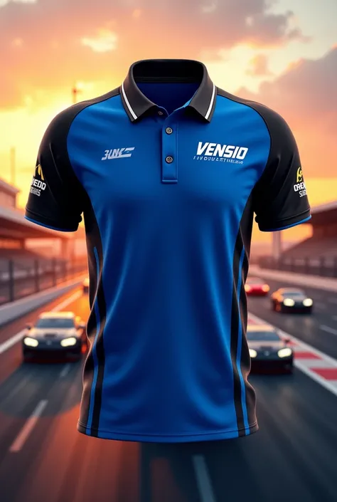 create racing crue polo shirt with beautiful design with VENSIO INDUSTRIES logo letters on it 
