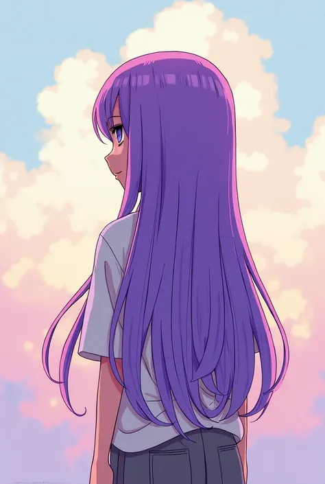 simple, purple hair, man, anime, as if a person had drawn roughly, long hair