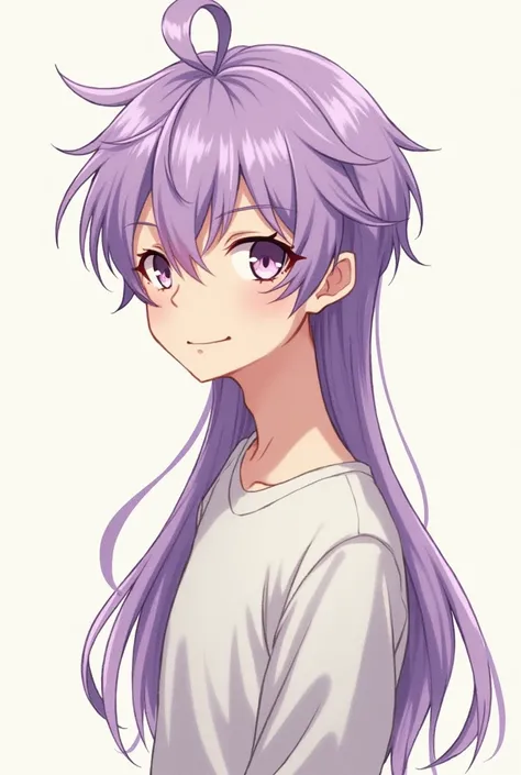 simple, man, anime, as if a person had drawn roughly, long neat purple hair