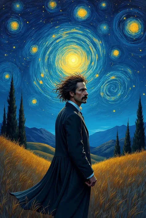 Make a good quality version of Nietzsche, Van Gogh&#39;s Starry Night style