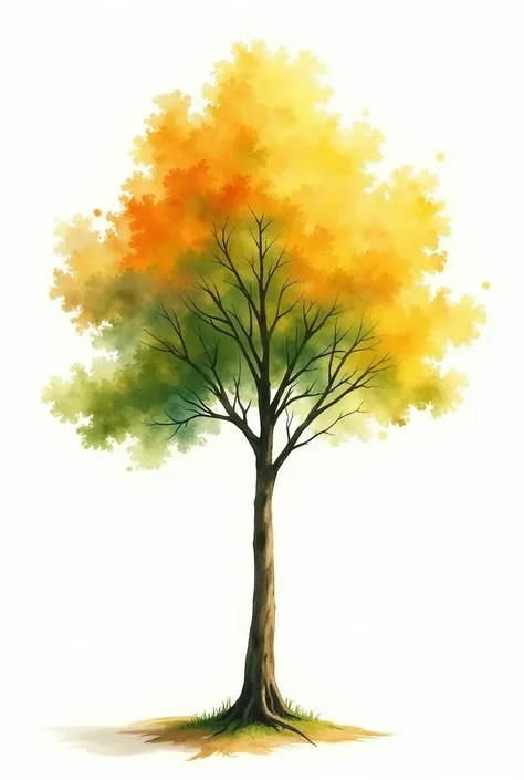 watercolor painting of a tree called croton, , This with a white background and the tree in the middle. vertically
