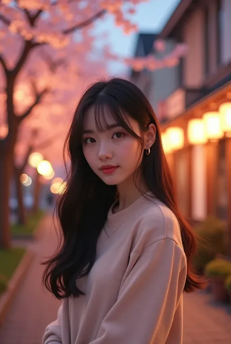 A Korean woman with bangs and long hair that looks like yeojin that looks real and is cute THAT THE QUALITY LOOKS REAL 