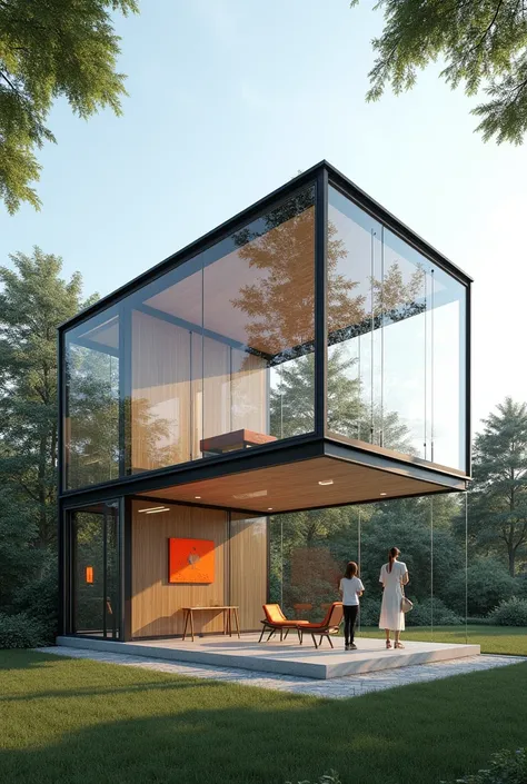 An art pavilion, with a size of 100 square meters, in which its construction system is made of steel, with plenty of glass spaces for internal viewing