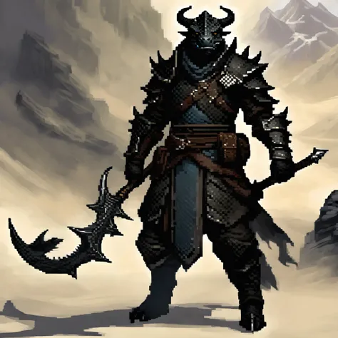 black dragonborn, black skin, wearing long assassin&#39;s clothes with a long cape, 1 tail, walking in a city at night.