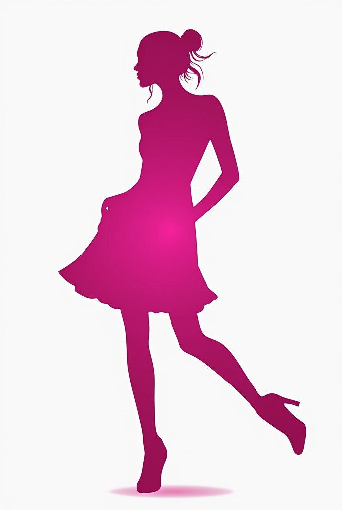 Logo for a clothing store with a dopamine theme, insert silhouette and fuchsia color