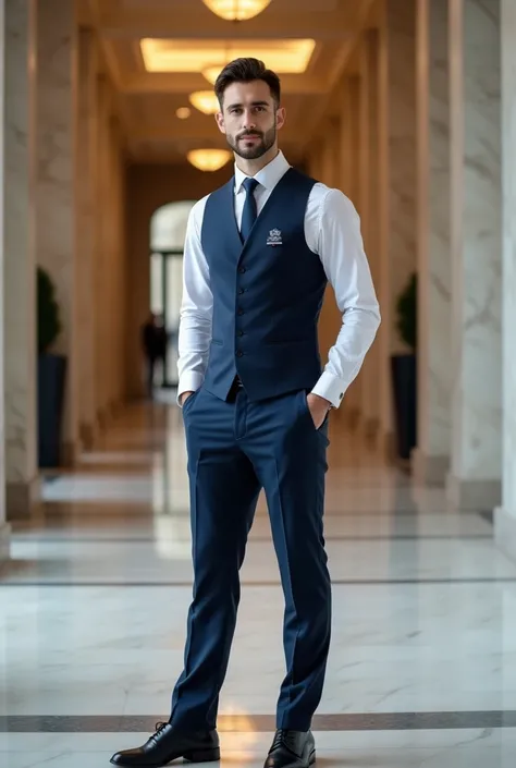 Bank uniform with shirt, trousers and vest
