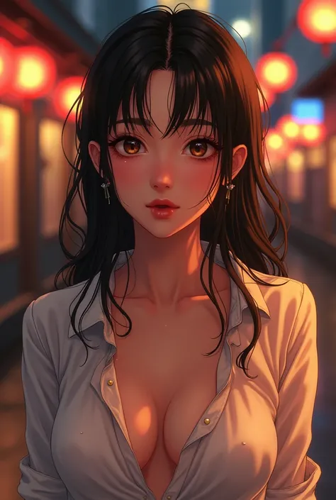 Minju from illit、White shirt is wet、The chest and skin underneath the shirt are visible、sexly、Feeling face、Ahegao
