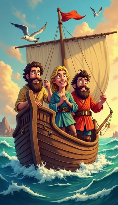 A cartoon image of ancient mariners