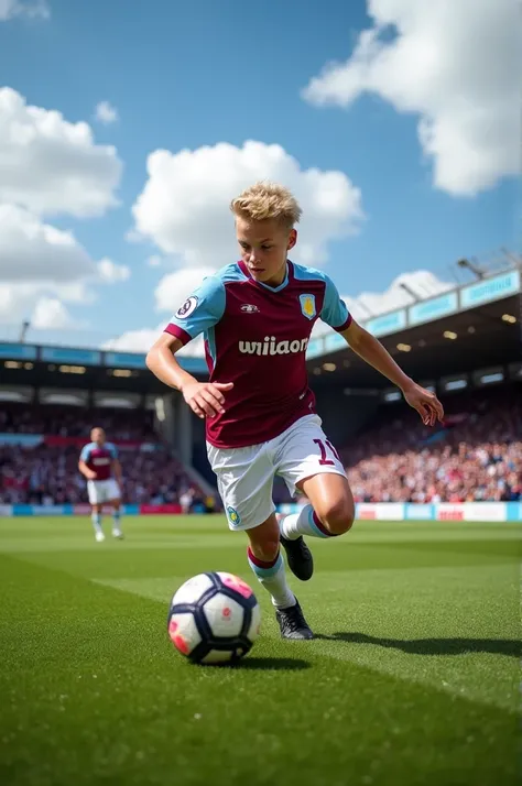 Young blond football player playing for Aston Villa