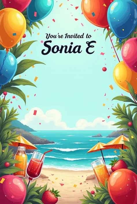 Sonia E&#39;s party invitation card. Santin de Colindres 