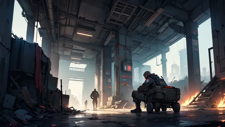 military compound inside the city, cyberpunk, dystopia