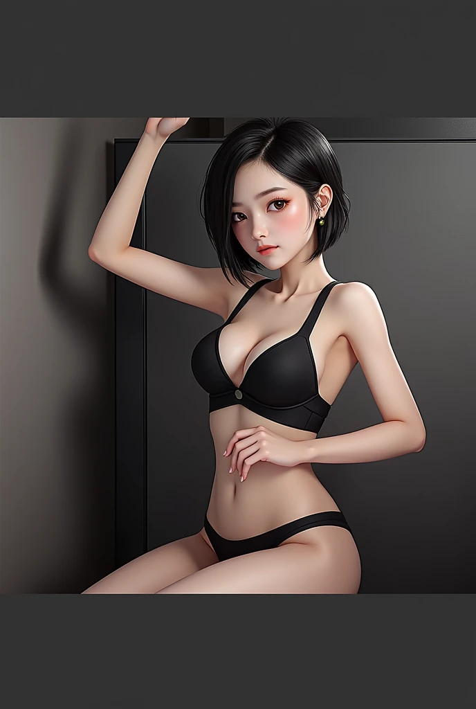 Realistic glowing skin, ,Always look at the camera, ,(sweating:1.2),Black Hair,short hair,Tie your hair short,Silky translucent white skin,best Realistic depiction,(Very detailed美しい顔), Great face and eyes, (Highest quality:1.4), (Very detailedな), (Very det...