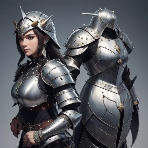 "Draw a snail-shaped armor with a polished steel shell, adorned with geometric patterns and rivets, similar to medieval armor."
