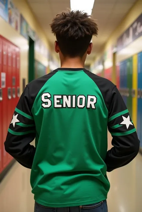 Junior high school senior shirt with green and black palette