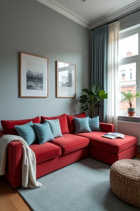 Room in grey Red and baby blue