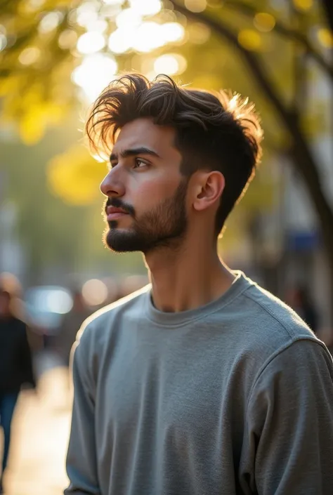 young man, with beard and mustache with sweatshirt, with fo on your face 