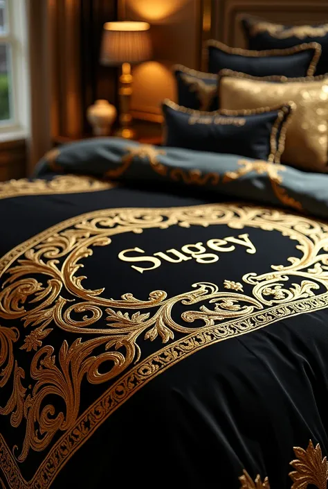 Versace black duvet gold color name sugey