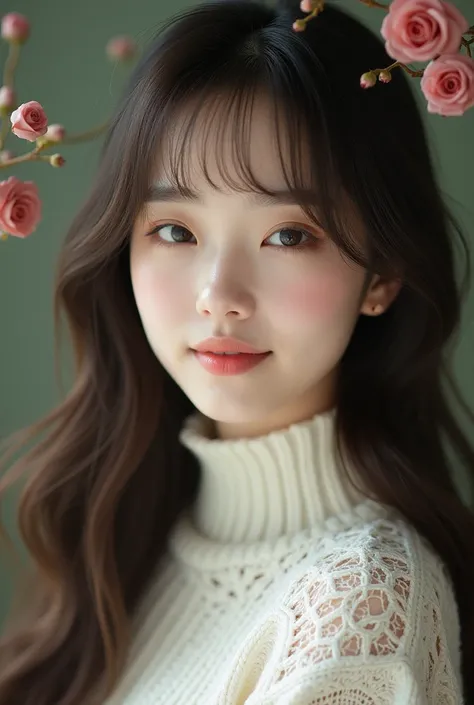 msfiire,rubio,A close-up of a person with long hair wearing a white sweater., black rose jisoo portrait, jossi de blackpink, Jisoo from blackpink, Jisoo from blackpink, portrait of jossi de blackpink, with round cheeks, Jaeyeon Nam, pale korean adorable fa...