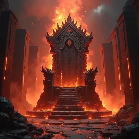 high quality, 8K Ultra HD, Infernal throne with tons of fire and a flame on it