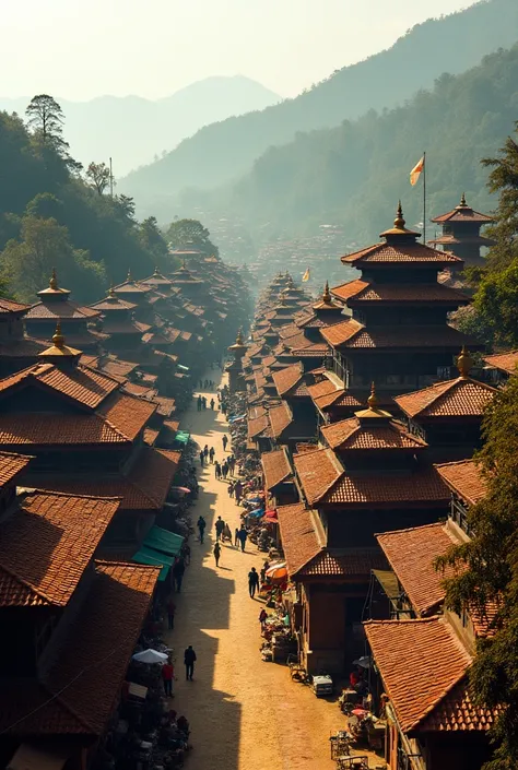 Old kathmandu kritipur city from air 