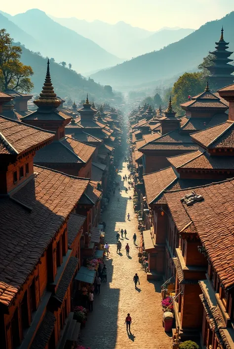 Old kathmandu kritipur city from air 