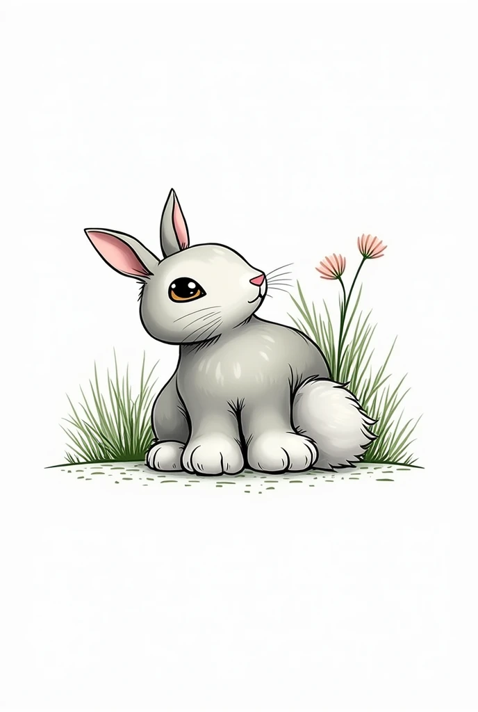 Make a realistic rabbit, but in drawing, let it be simple