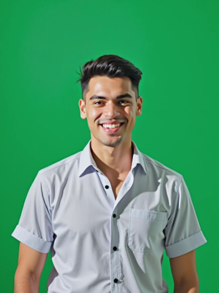 A young man with dark hair and a confident smile. He is dressed in a black blazer over a white shirt. The man is positioned against aqua colour backdrop with a subtle red lighting on the left side. and he posing for Linkedin profile