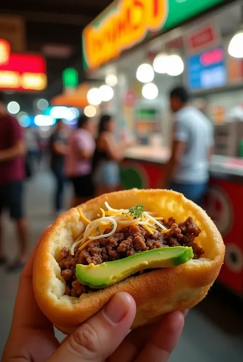 image of Venezuelan arepa with seasoned dough for fast food sale 