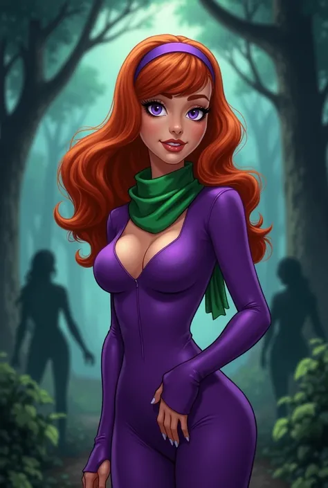 Make me Daphne from Scooby Doo (Don&#39;t Take Into Account The Velma Series) Hyperrealistic And Also Make The Iris Of His Eyes Violet