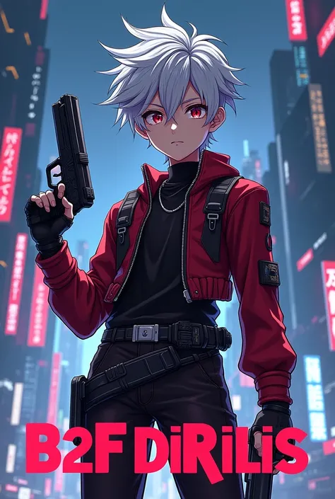 Anime boy with Guns with name on screen B2F DiRiLiS 