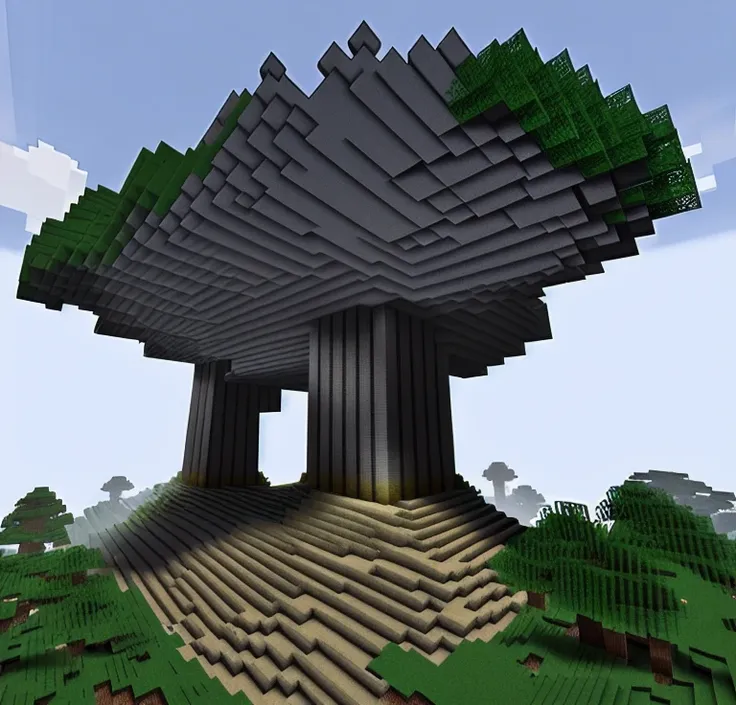 alien megaliths, minecraft, minecraft weird biome with slavic pagan alien sci-fi megaliths