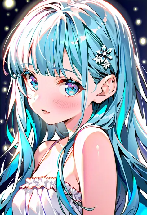 masterpiece, best quality, extremely detailed, (illustration, official art:1.1), 1 girl ,(((( light blue long hair)))), ,(((( light blue long hair)))),light blue hair,, long hair ((blush)) , cute face, , masterpiece, best quality,(((((a very delicate and b...