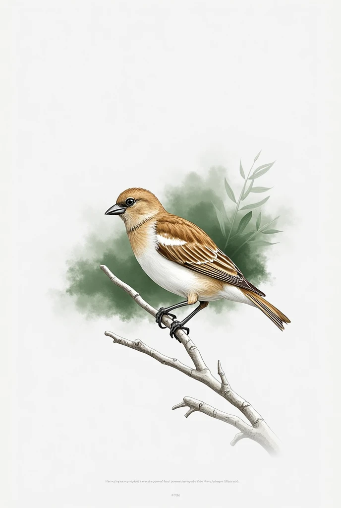 Make a realistic sparrow image, but in drawing, let it be simple