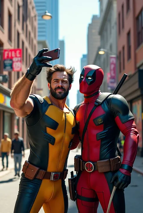 volverine and dead pool taking a selfie