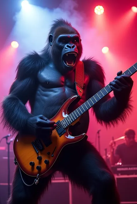 a rockstar gorilla playing guitar, highly detailed, illustration, ultra-detailed, 8k, (best quality,4k,8k,highres,masterpiece:1.2),ultra-detailed,(realistic,photorealistic,photo-realistic:1.37),vibrant colors,dramatic lighting,cinematic angle,dynamic pose,...