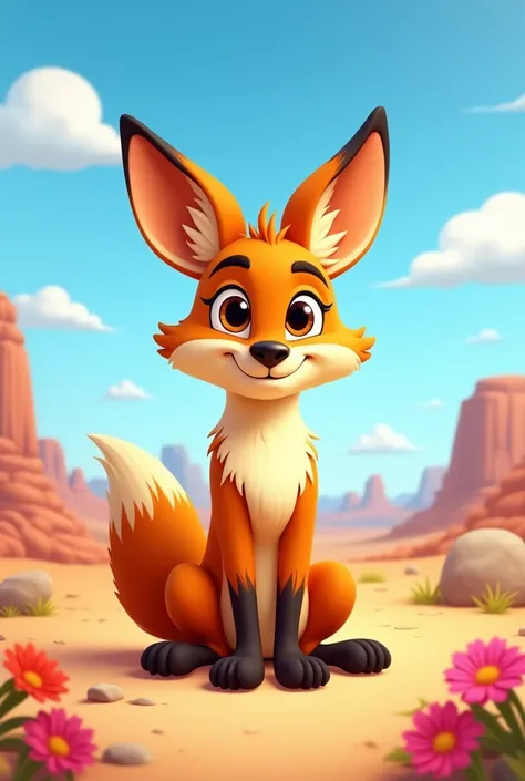 Animated coyote for kids looking straight ahead 