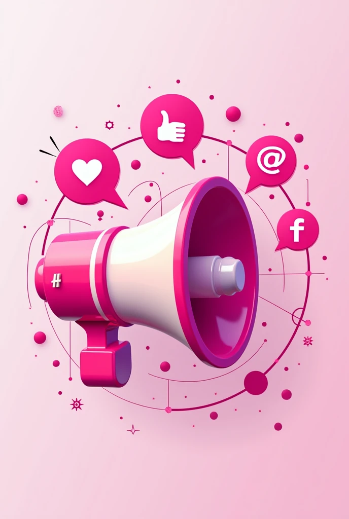 icon that reflects Digital Marketing Campaigns (social networks), in pink and fuchsia tones for a creative agency. Simple but creative 