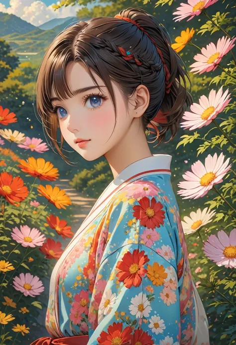 Highest quality、High resolution、Detailed Background、(Beautiful face in every detail:1.4)、Anatomically correct、Normal number of fingers、Highly detailed face、Detailed eyes、Teenage beauty、Perfect body line、Braided bob cut、ponytail、Cute hairstyle、well-groomed ...