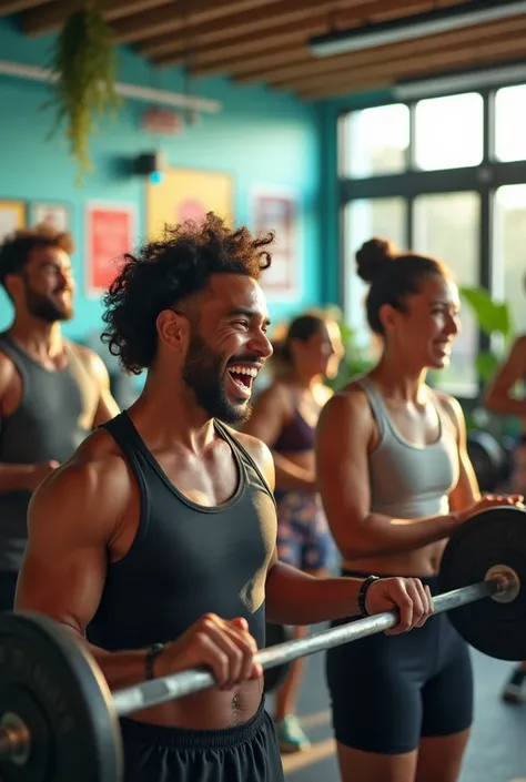 Weight room, Happy men and women 