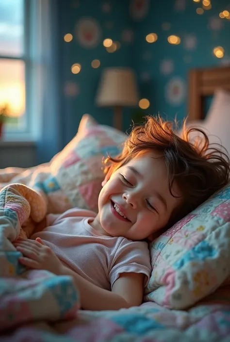 A child smiling while dreaming 