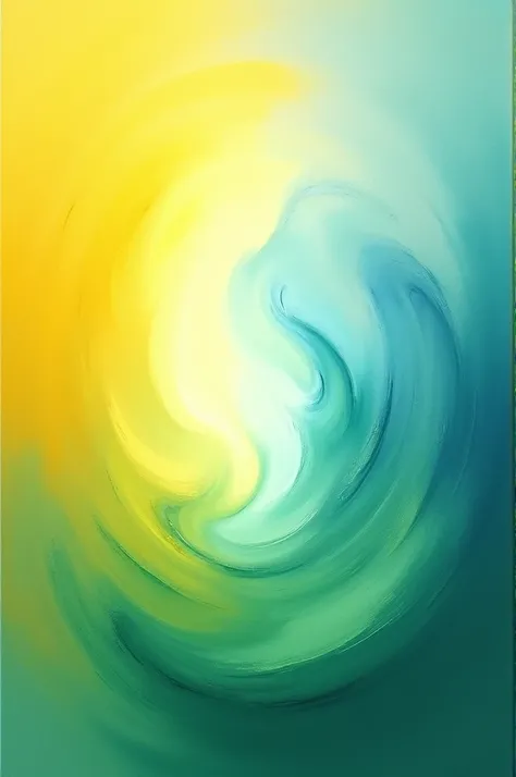 Create an image of 21.59 cm x  35.56 cm yellow with light blue in the center, mixing the green colors 