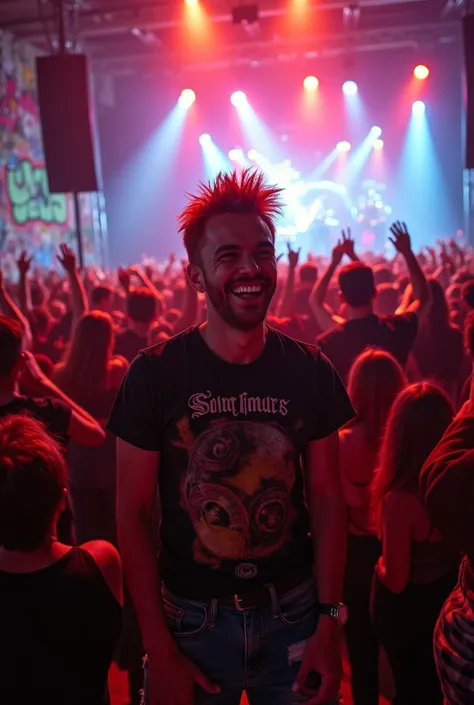 Red-haired man with short hair at a concert 