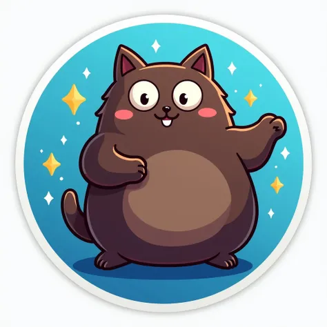 coin logo , tone network , dark brown cat , blue background , oggy inu , cat inu , fat 