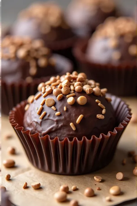 brigadeiro covered in chocolate sprinkles and pleated mold