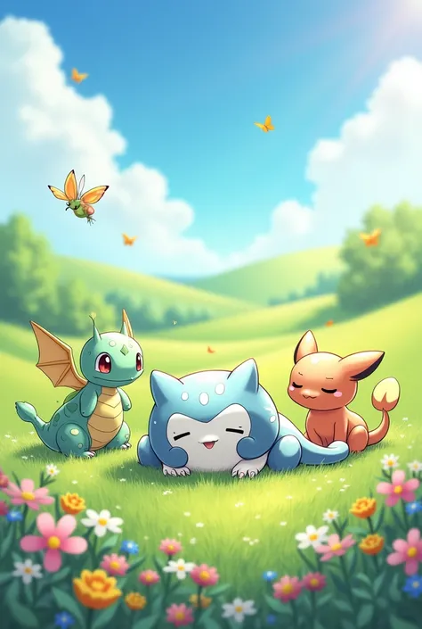 Baby Snorlax and Baby Speon and Baby Dragonair and Baby Vinasaur 