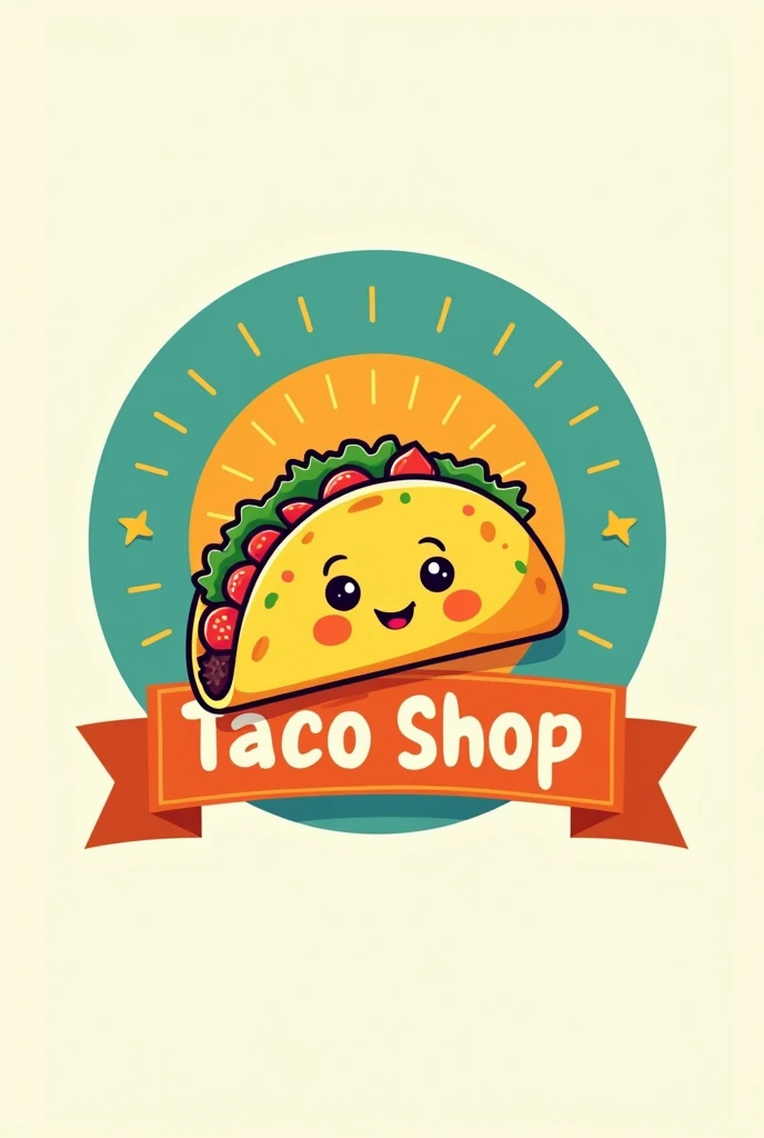 Give me an image of a taco shop logo with 2 complementary colors and that is simple 