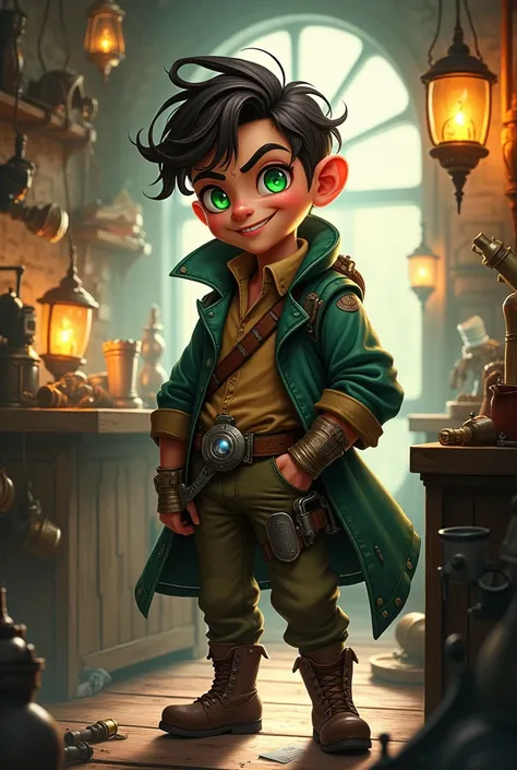 rpg character, artificer, green-eyed, , naughty man, bonitas