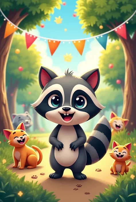 Draw a picture of a raccoon mascot of the intercat club
