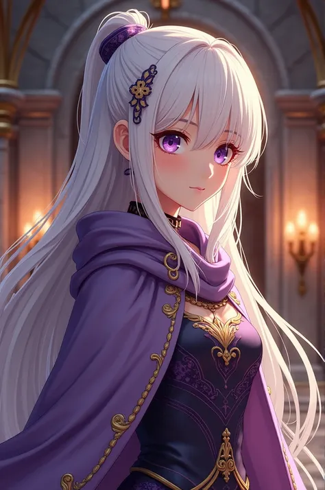 Screenshot screencap House of the Dragon Series, 15 years, Teenager, Purple eyes, neat pretty lashes, Full body, rich in details, chat nose, side bangs, long white hair